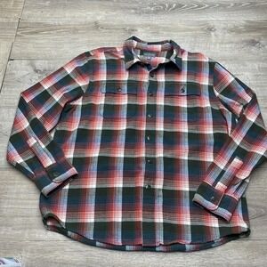 L.L.Bean Signature Shirt Mens XL Multicolor Plaid Flannel Long Sleeve Button Up